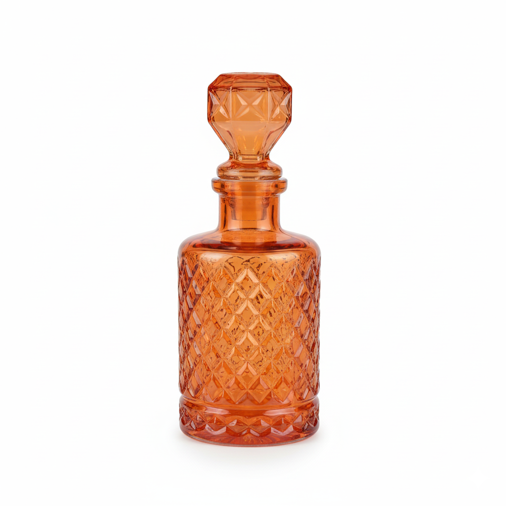 15- elegant amber-colored glass decanter