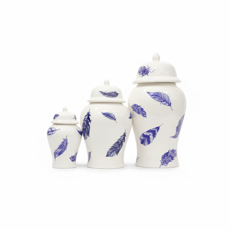 imgi_5_6-_Set_of_3_Blue_and_White_Ceramic_Feather_Print_Ginger_Jars_800x800