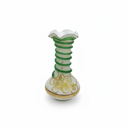 Vibrant Hand-Painted Glass Vase - Green & Gold Design For Festive Home Decor